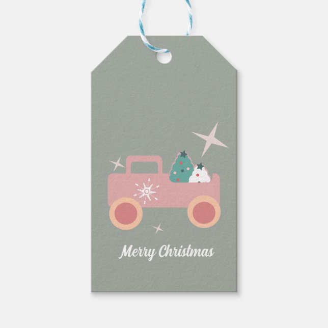 Etiqueta Para Presente Biscoitos de Natal Groovy de Caminhão Antigo    (Frente)