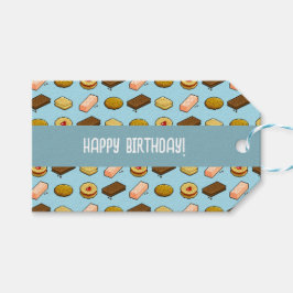 Etiqueta Para Presente Biscoitos Fofos Feliz Aniversário! Padrão de Pixel