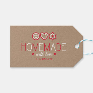 Etiqueta Para Presente Biscoitos vermelhos e brancos lunáticos do feriad