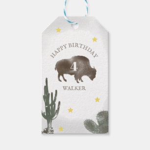 Etiqueta Para Presente Bison Desert Ranch Cactus Western Birthday