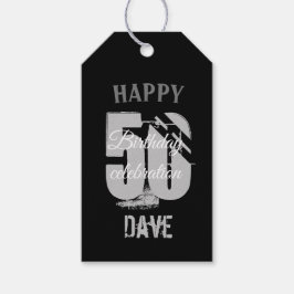 Etiqueta Para Presente Black 50th Any Age Aniversário Obrigado