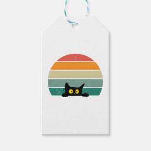 Etiqueta Para Presente Black Cat Peeking Sunset Vintage 4
