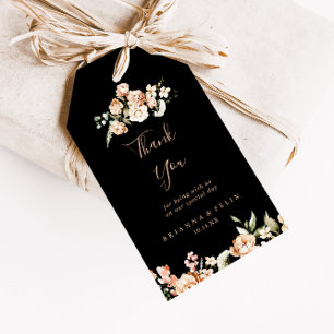 Etiqueta Para Presente Black Formal Royal Floral Weding Obrigado