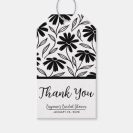 Etiqueta Para Presente Black Ink Daisies Boho Chá de Noiva