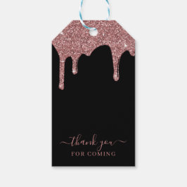 Etiqueta Para Presente Black Rose Gold Sparkle Glitter Obrigado
