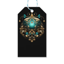 BLACK TEAL & GOLD CHRISTMAS ORNAMENT