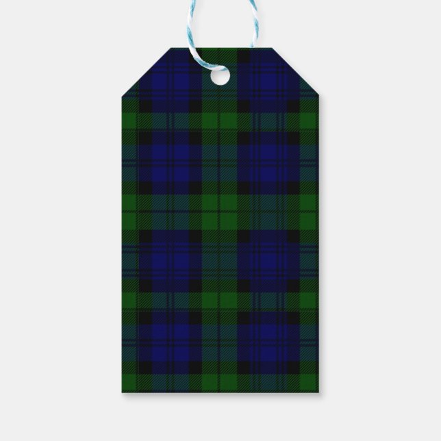 Etiqueta Para Presente Black Watch Tartan Blue Green Xadrez (Verso)