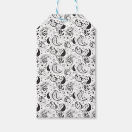 Etiqueta Para Presente Black & White Paisley Pattern –Elegant Textile Art
