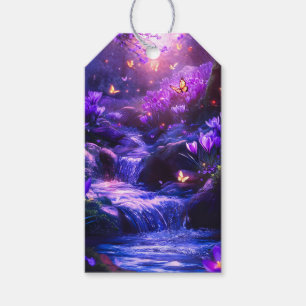 Etiqueta Para Presente Blossomas em cascata da Lavanda da meia-noite