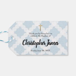 Etiqueta Para Presente Blue Baby Boy Baptism horizontal Obrigado