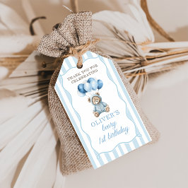 Etiqueta Para Presente Blue Balloons Teddy Bear Birthday Gift Tag