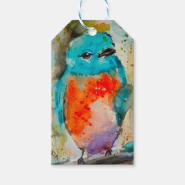 Etiqueta Para Presente Blue Bird Watercolor