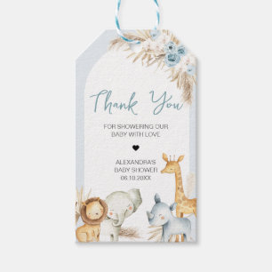 Etiqueta Para Presente Blue Boho Floral Safari Chá de fraldas Favorece Et