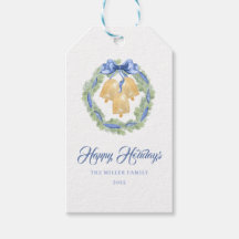 Blue Bow Watercolor Wreath Grandmillenial