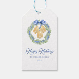 Etiqueta Para Presente Blue Bow Watercolor Wreath Grandmillenial