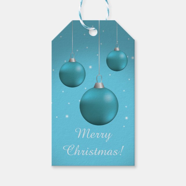 Etiqueta Para Presente Blue Christmas Baubles (Frente)