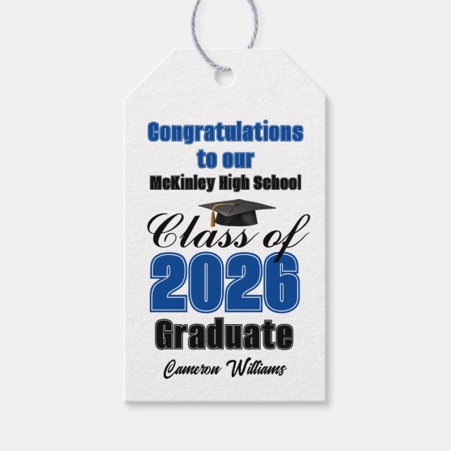 Etiqueta Para Presente Blue Class of 2026 Graduation Party Custom (Frente)