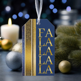 Etiqueta Para Presente Blue Dourado Natal Fa La Pattern#27 ID1009