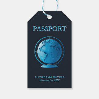 Etiqueta Para Presente Blue Globe Passport Travel Baby Shower