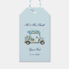 Etiqueta Para Presente Blue Hydrangea Floral Golf Cart Wedding Favor Tags