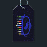 Etiqueta Para Presente Blue Lion Menorah<br><div class="desc">Para a sua festa Chanukkah. Possui uma menorah Chanukkah,  com o tema do leão,  sobreposta a um fundo estrelado,  com todas as oito velas e a xamash queimando. Chanukkah é o médio-inverno "Festival das Luzes".</div>