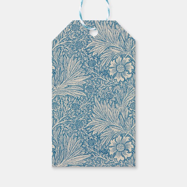 Etiqueta Para Presente Blue Marigolds (por William Morris) (Frente)