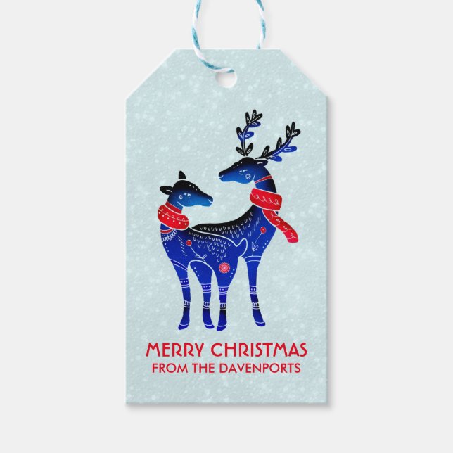 Etiqueta Para Presente Blue Nordic Christmas Reindepaer (Frente)