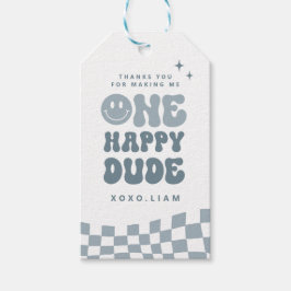 Etiqueta Para Presente Blue ONE Happy Dude Birthday Crown Favor tag