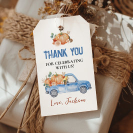 Etiqueta Para Presente Blue Pumpkin Truck Party Obrigado Tag
