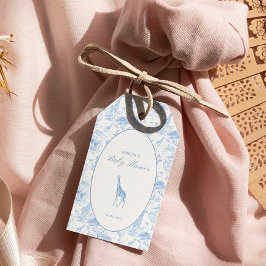 Etiqueta Para Presente Blue Safari Toile de Jouy Baby Shower Favor Tags