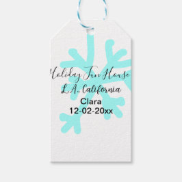 Etiqueta Para Presente Blue snowflakes holiday camping house place date