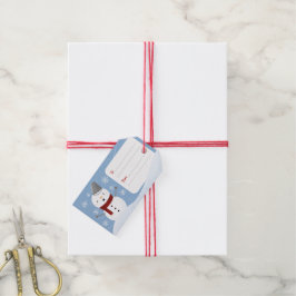 Etiqueta Para Presente Blue Snowman Feliz Natal