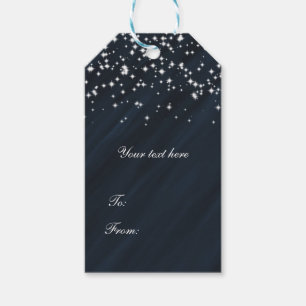 Etiqueta Para Presente Blue & Sparkle Stars Elegante Favorito ao Glamor