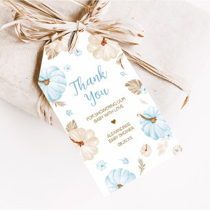 Etiqueta Para Presente Blue Sweet Little Pumpkin Fall Baby Favor Tags