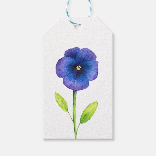 Etiqueta Para Presente Blue Violet Pansy (Frente)