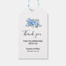 Etiqueta Para Presente Blue Watercolour Floral and Butterflies Wedding