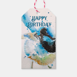 Etiqueta Para Presente Blue Wren Watercolor Happy Birthday Wrens Aqua