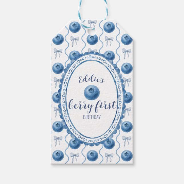 Etiqueta Para Presente Blueberry Baby's Berry First 1st Birthday Party (Frente)
