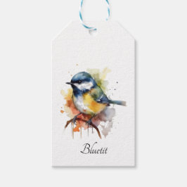 Etiqueta Para Presente Bluetit bonito em uma ramificação, personalizado