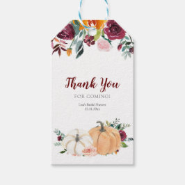 Etiqueta Para Presente Blush and Marsala Floral Pumpkin Obrigado Tag