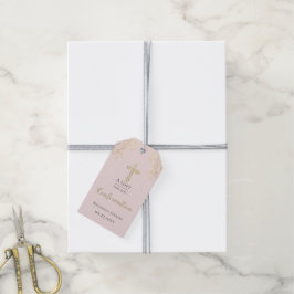 Etiqueta Para Presente Blush de Confirmação Dourada Personalizada