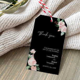 Etiqueta Para Presente Blush Floral Black Weding Obrigado Tag Presente