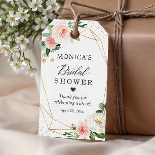 Etiqueta Para Presente Blush Floral Dusty Chá de panela Azul Obrigado