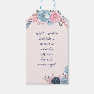 Etiqueta Para Presente Blush Floral Memorial Funeral Farewell Sparkler 