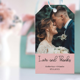 Etiqueta Para Presente Blush Pink Elegant Wedding Love and Thanks Photo