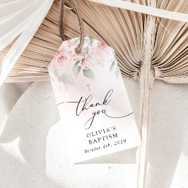Etiqueta Para Presente Blush Pink Flowers, Greenery, Boho, Floral Baptism
