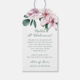 Etiqueta Para Presente Boa vinda floral cor-de-rosa do casamento do