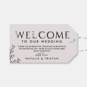 Etiqueta Para Presente Boa vinda floral do casamento da tipografia