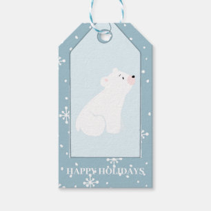 Etiqueta Para Presente Boas festas azul empoeirado de queda do urso polar