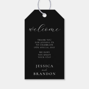Etiqueta Para Presente Boas-vindas ao Casamento Chic Simples Preto e Bran